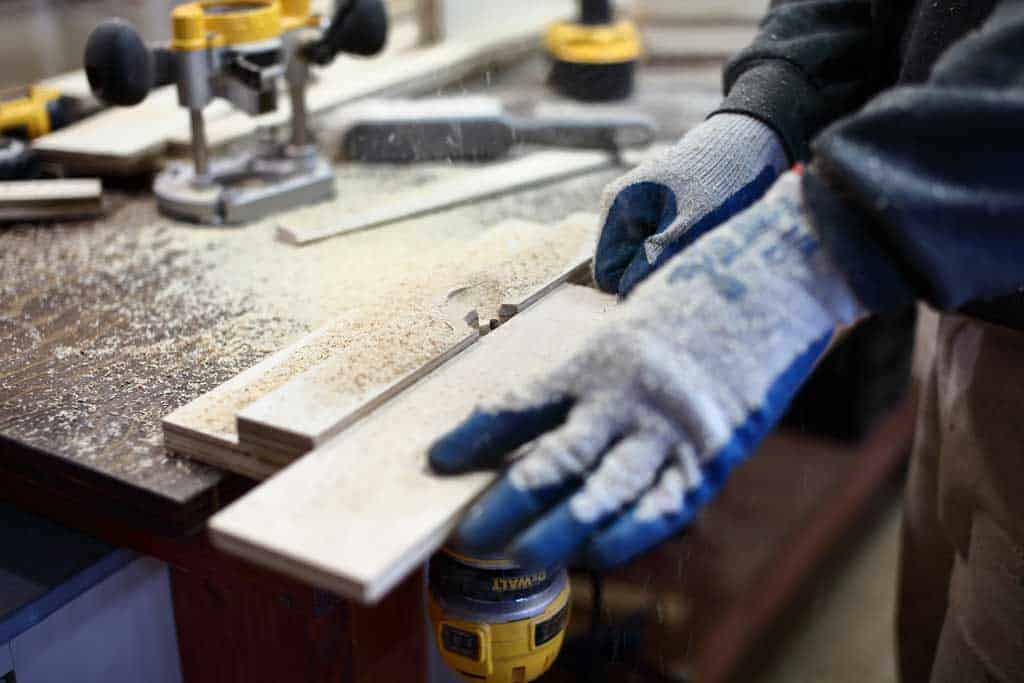 chamfering slats with a wood router