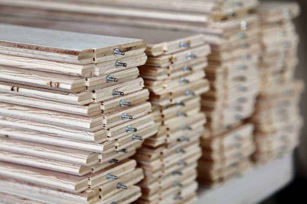 slats with pop rivets for DIY plantation shutters