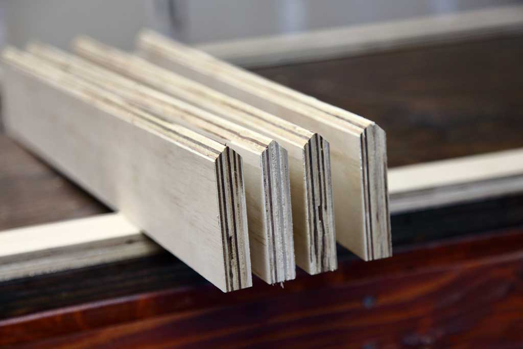 chamfering top and bottom rails for shutters