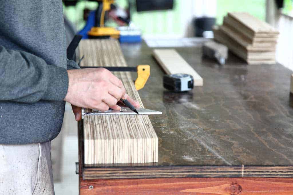 drawing line over stile boards for shutters