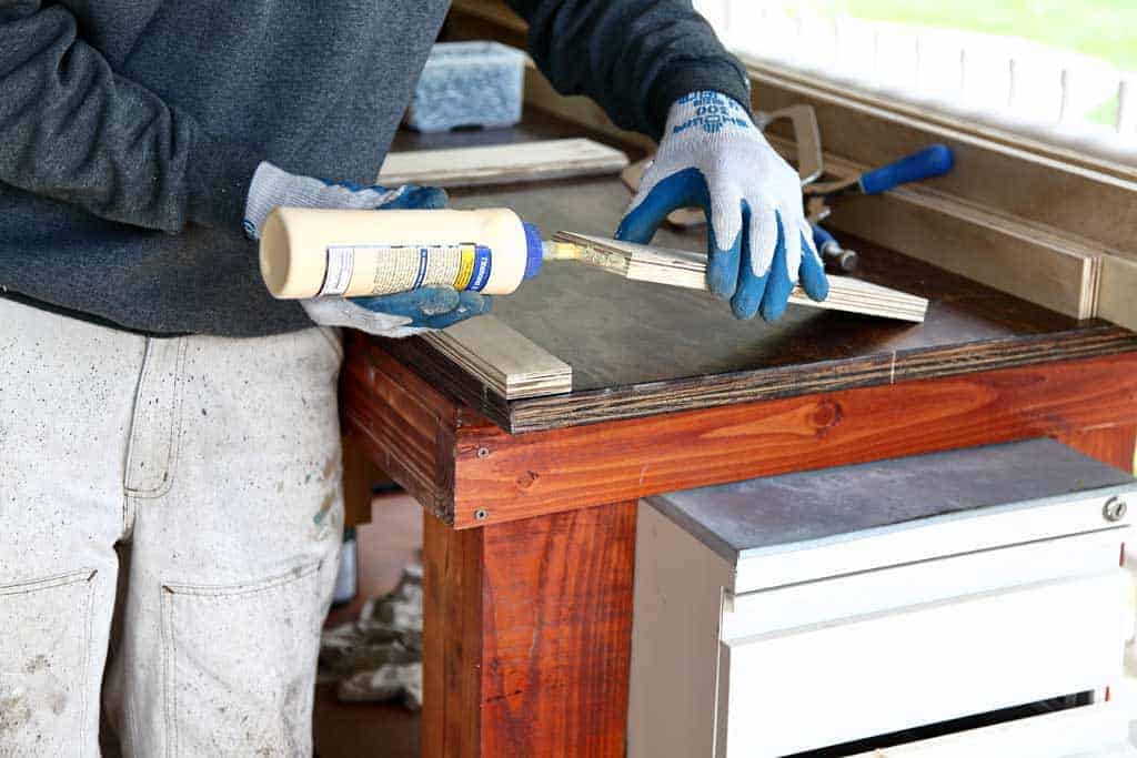gluing two plywood boards together