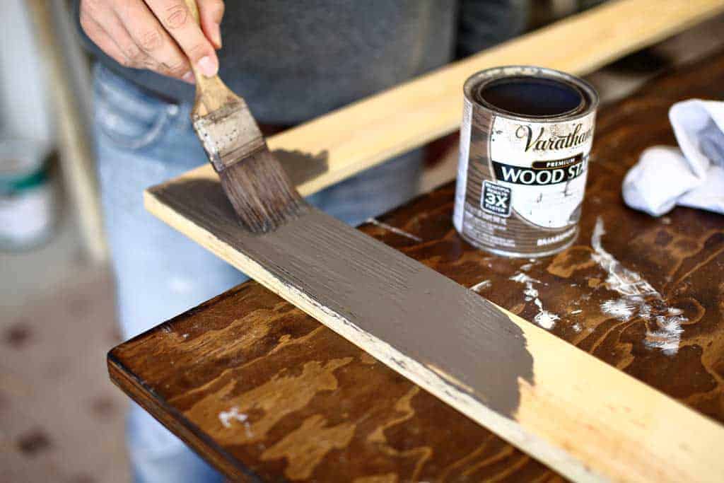 staining DIY mirror frame