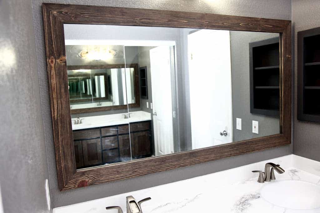 DIY bathroom mirror frame
