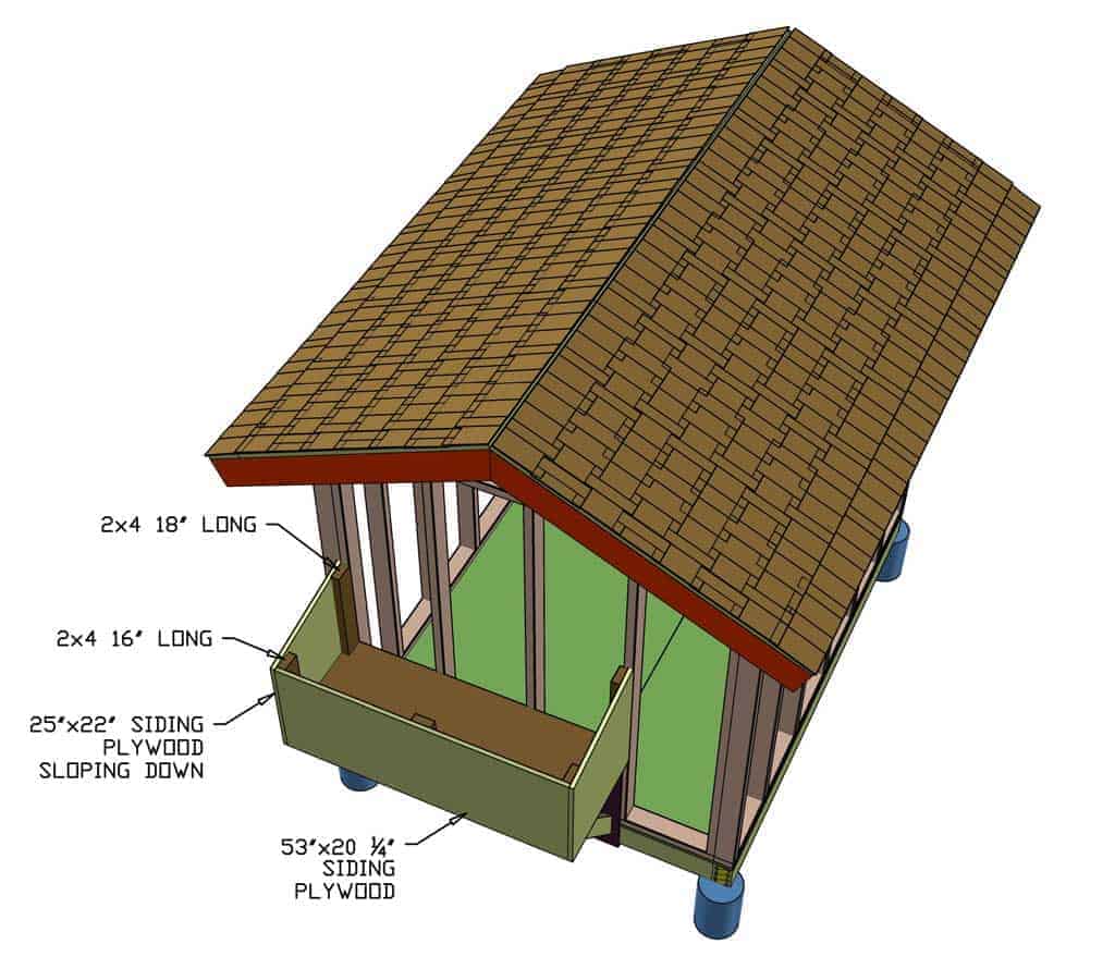 building wall for nesting box of the DIY Chicken Coop