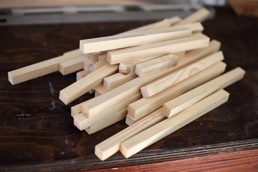 wood blocks for the light fixture