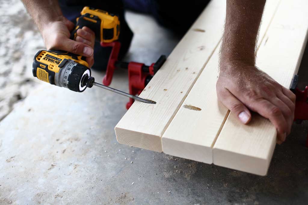 attaching tabletop boards with pocket hole screws