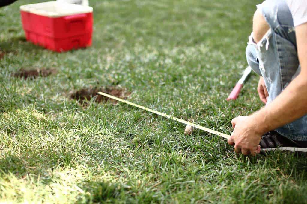 measuring distance for diy stepping stone