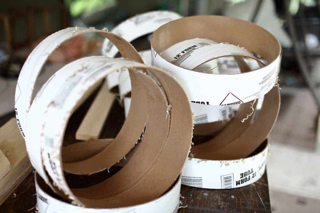 concrete tube is cut for diy stepping stone