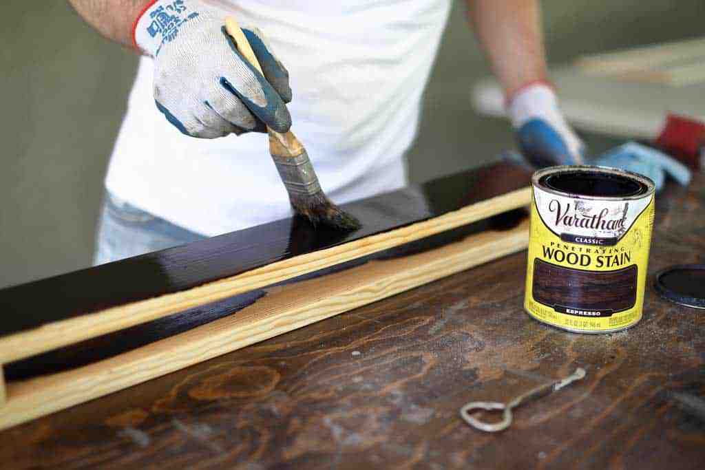 staining DIY towel bar