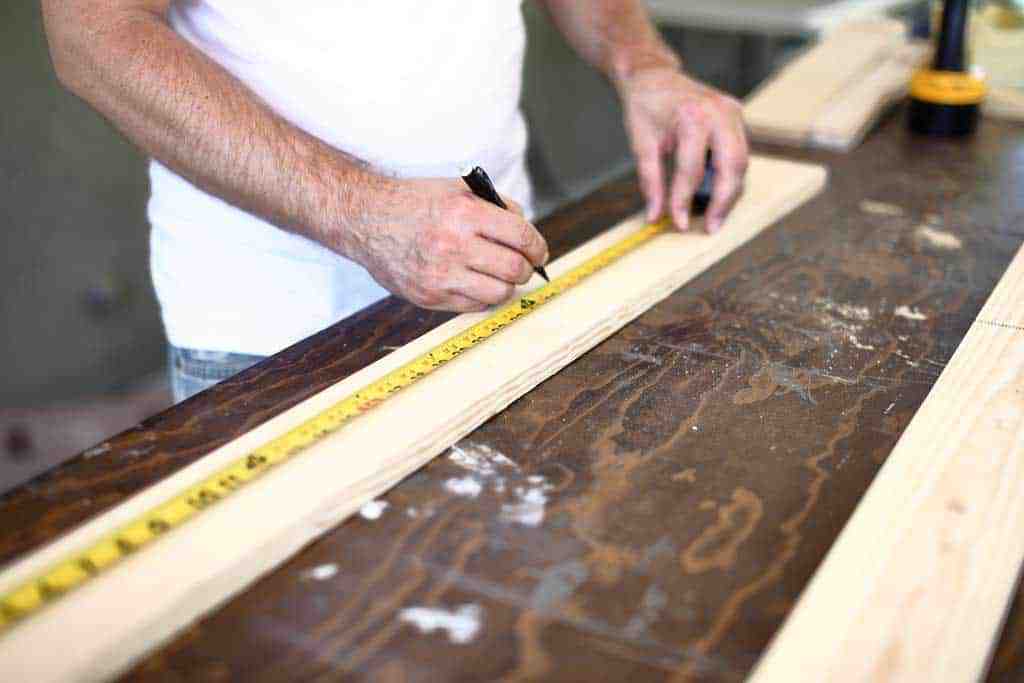 measuring wood for DIY towel bar