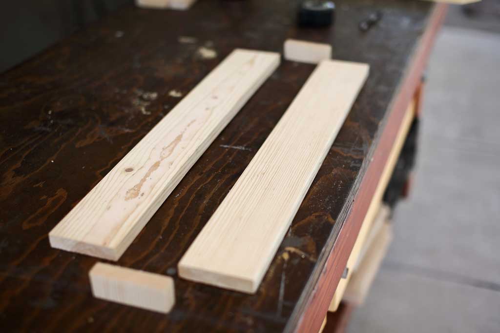 wood boards for DIY towel bar