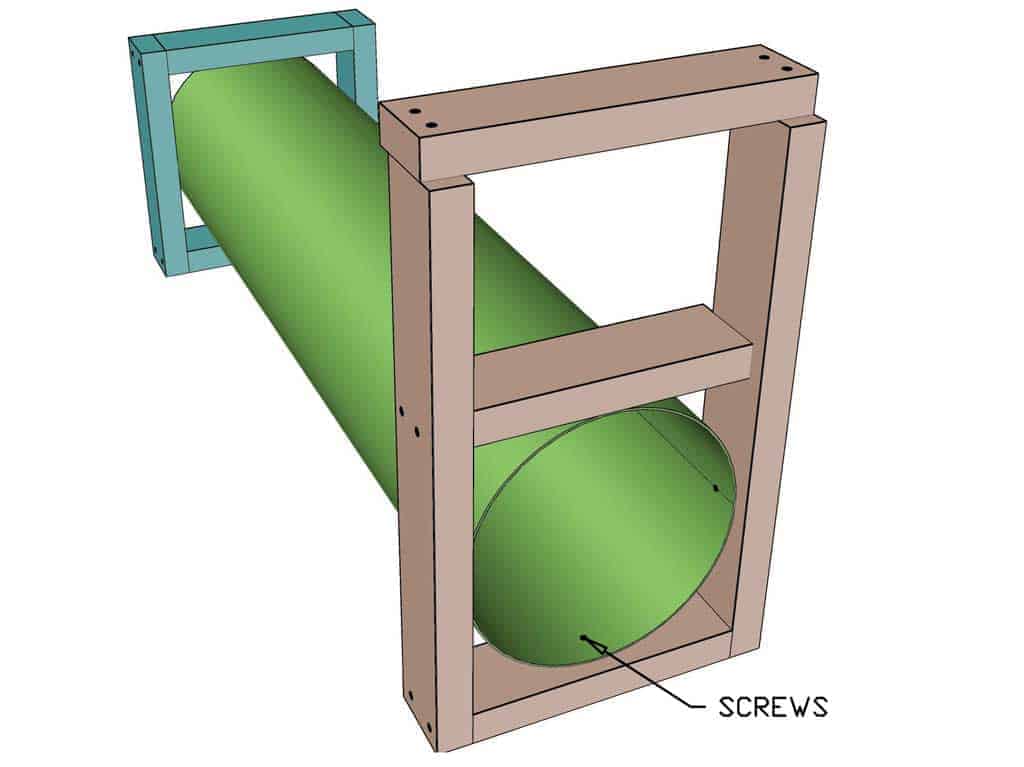 attaching tube to the frame for DIY skunk trap