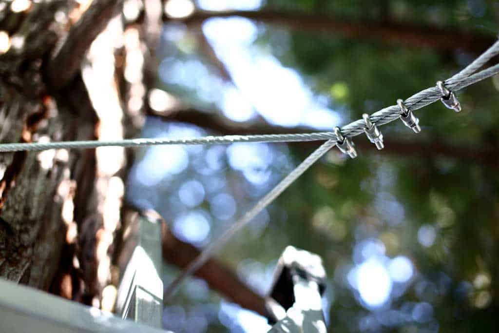 connecting zip line with cable clamps