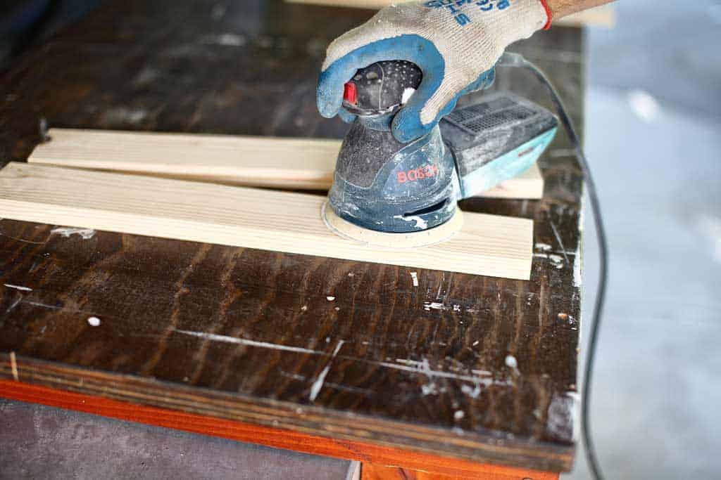 using random orbital sander to send wood