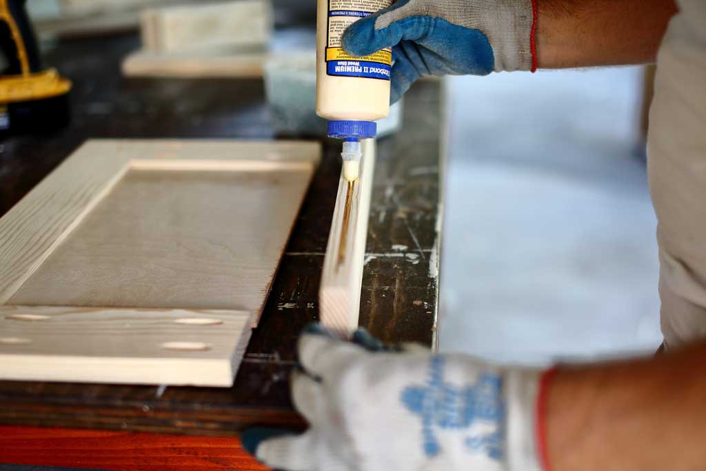 gluing cabinet door together