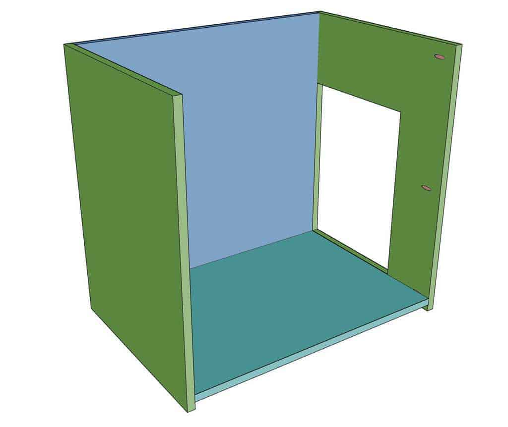 attach side pieces to the DIY Bathroom Cabinet