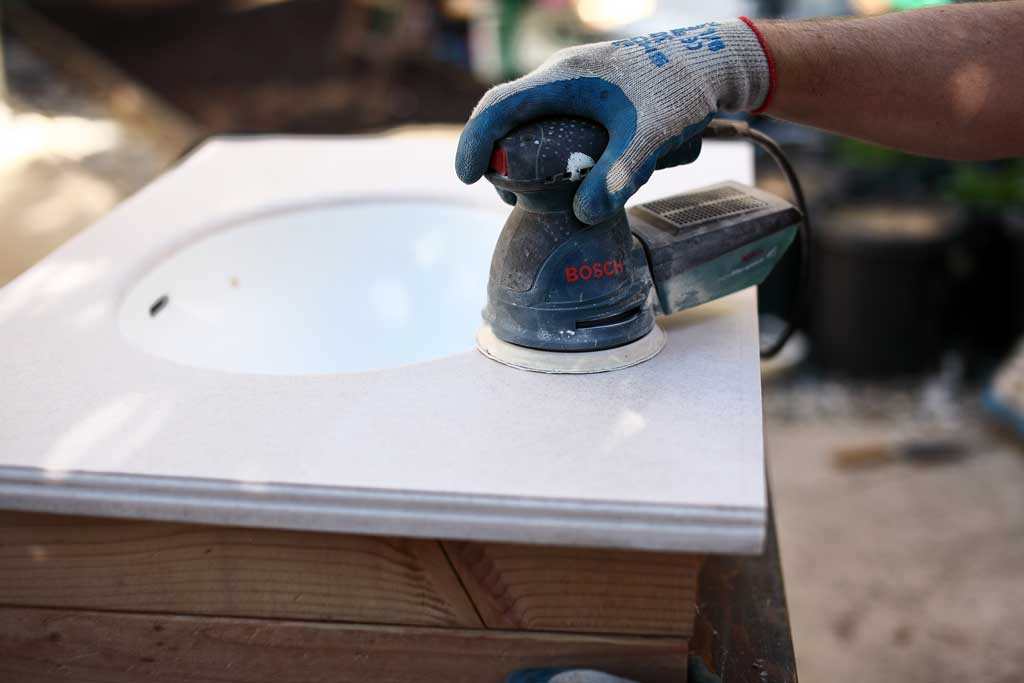 sanding vanity top