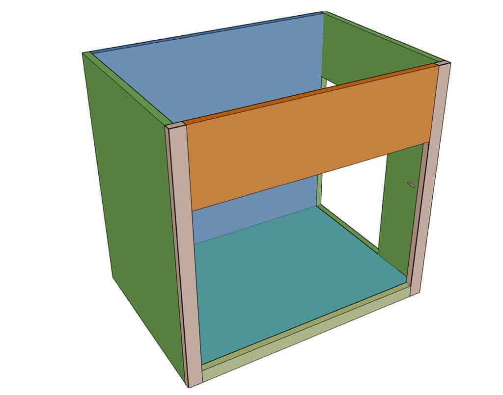 attach front frame to the DIY Bathroom Cabinet