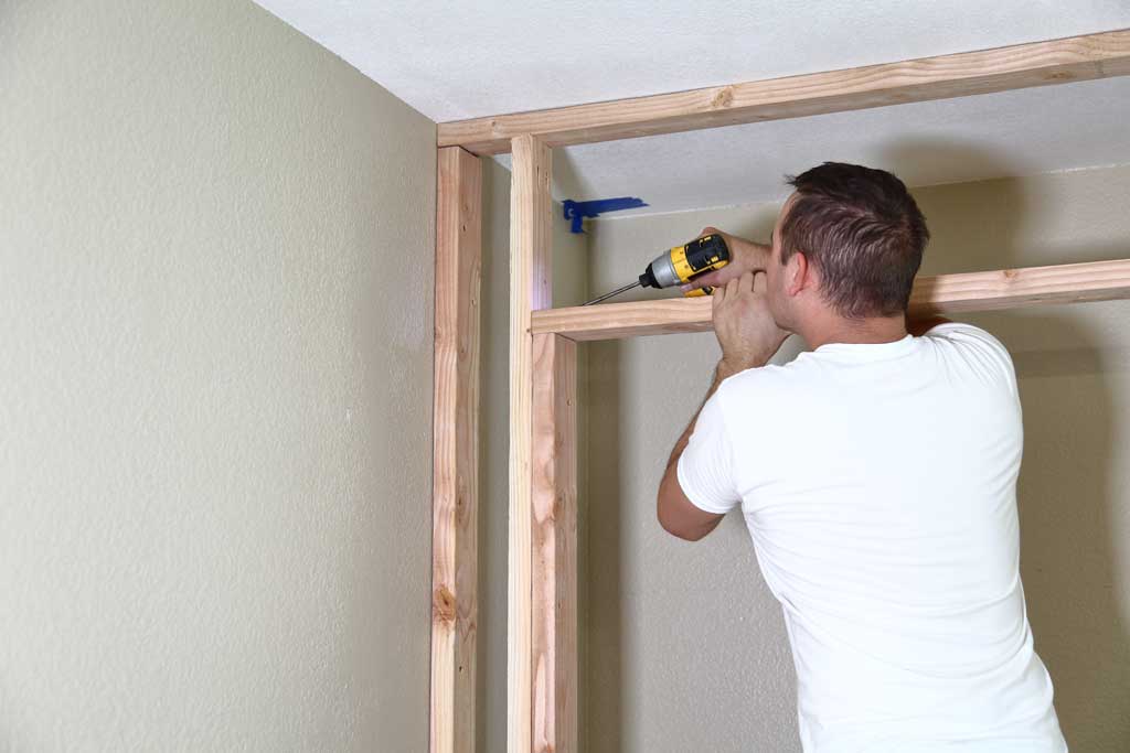 attaching header with pocket hole screws for a closet