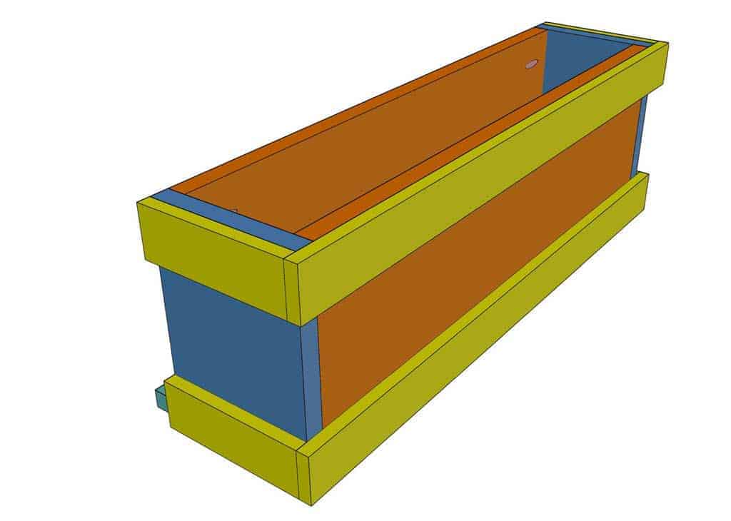 attaching trim around the diy planter box