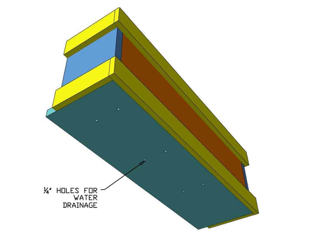 drilling holes at the bottom for water drainage
