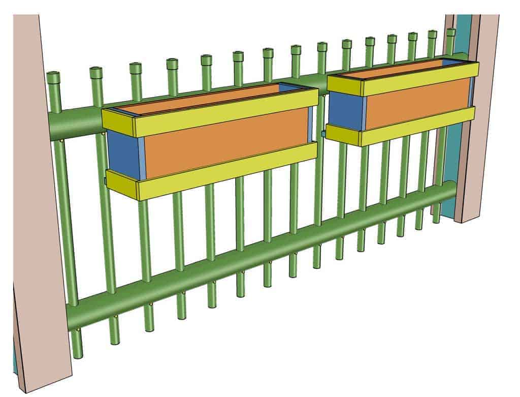 diy flower planter box attached to pvc fence