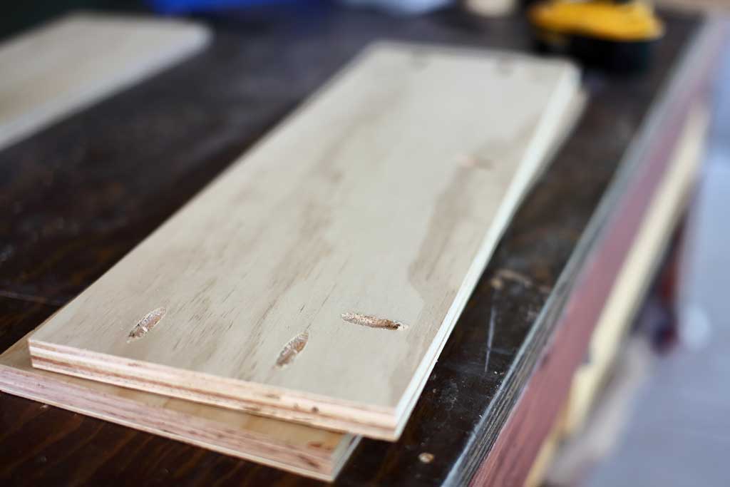pocket holes drilled on plywood