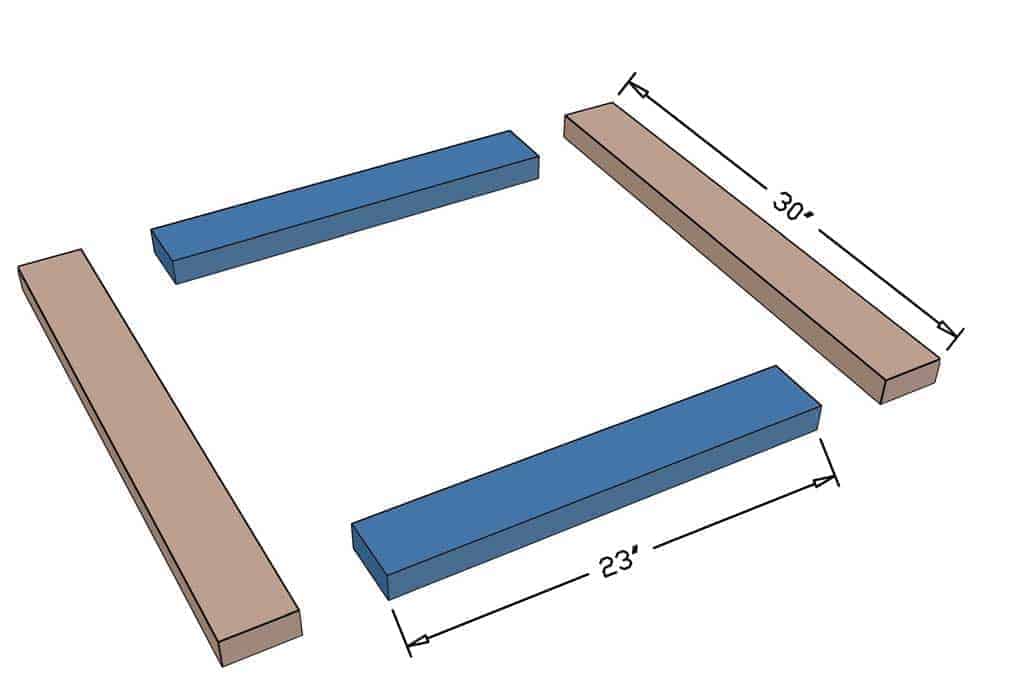 boards for the base of the DIY pyramid gutter planter