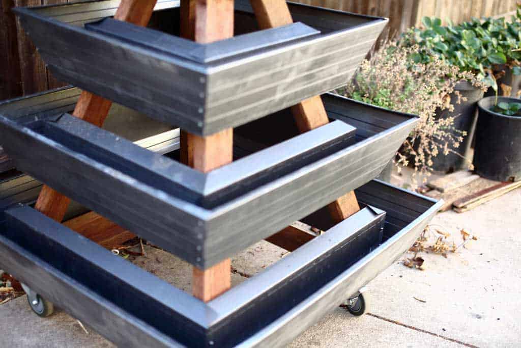 DIY pyramid gutter planter