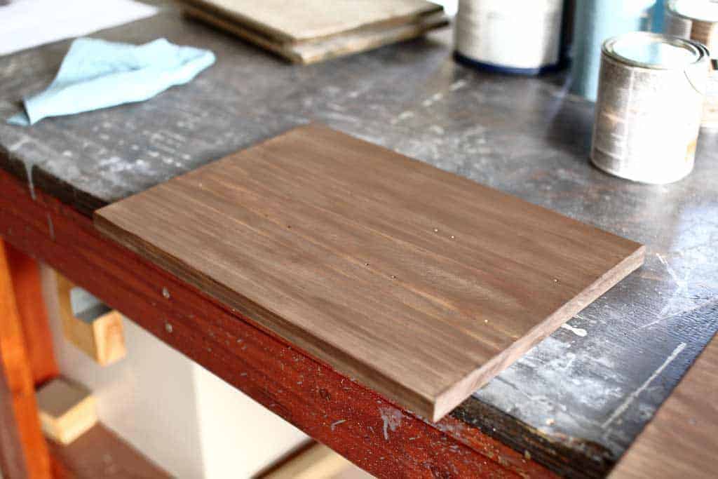 stained board for diy jar organizer