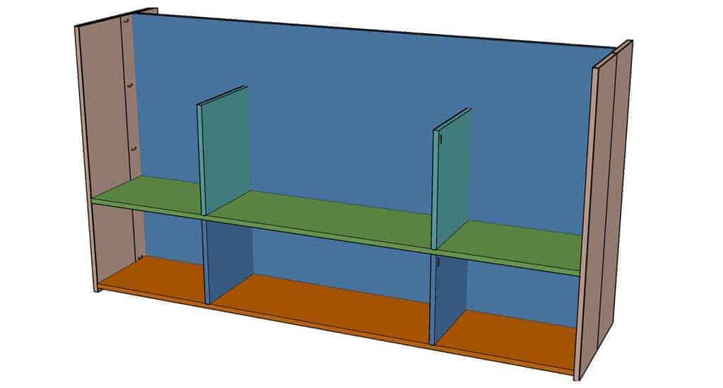 attach middle shelf and dividers for DIY Media Console