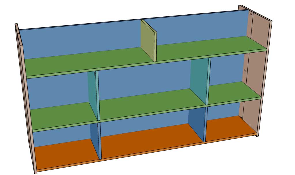 attach top shelf and divider for DIY Media Console