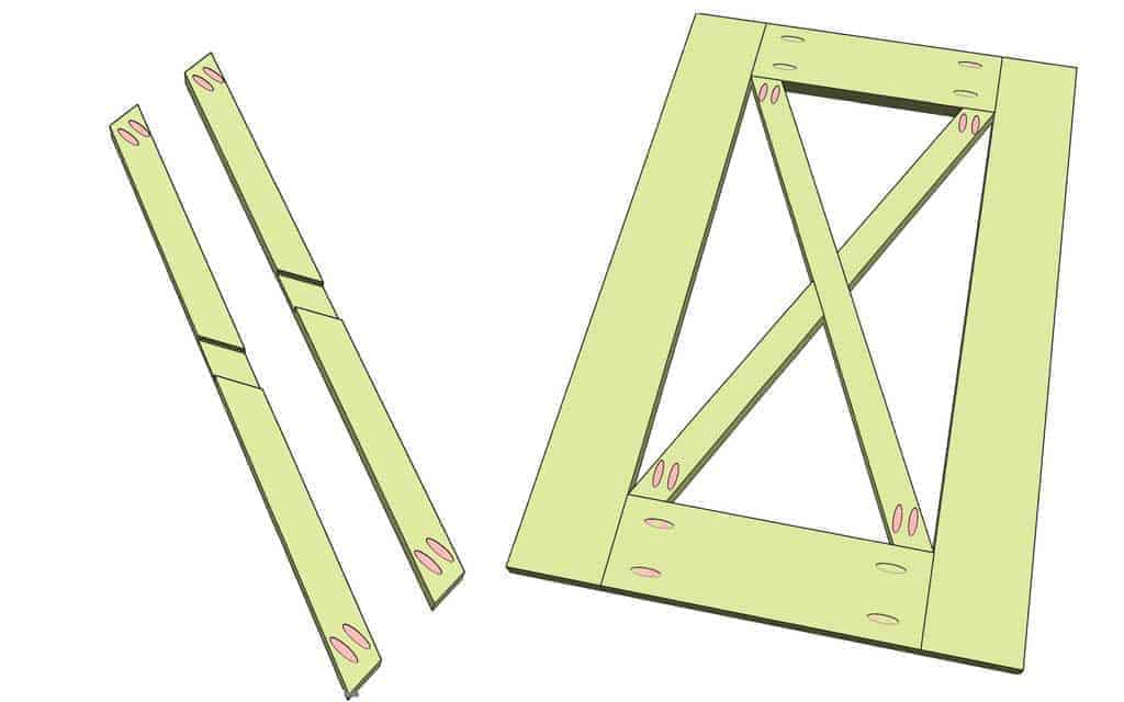 cut cross boards for the barn doords
