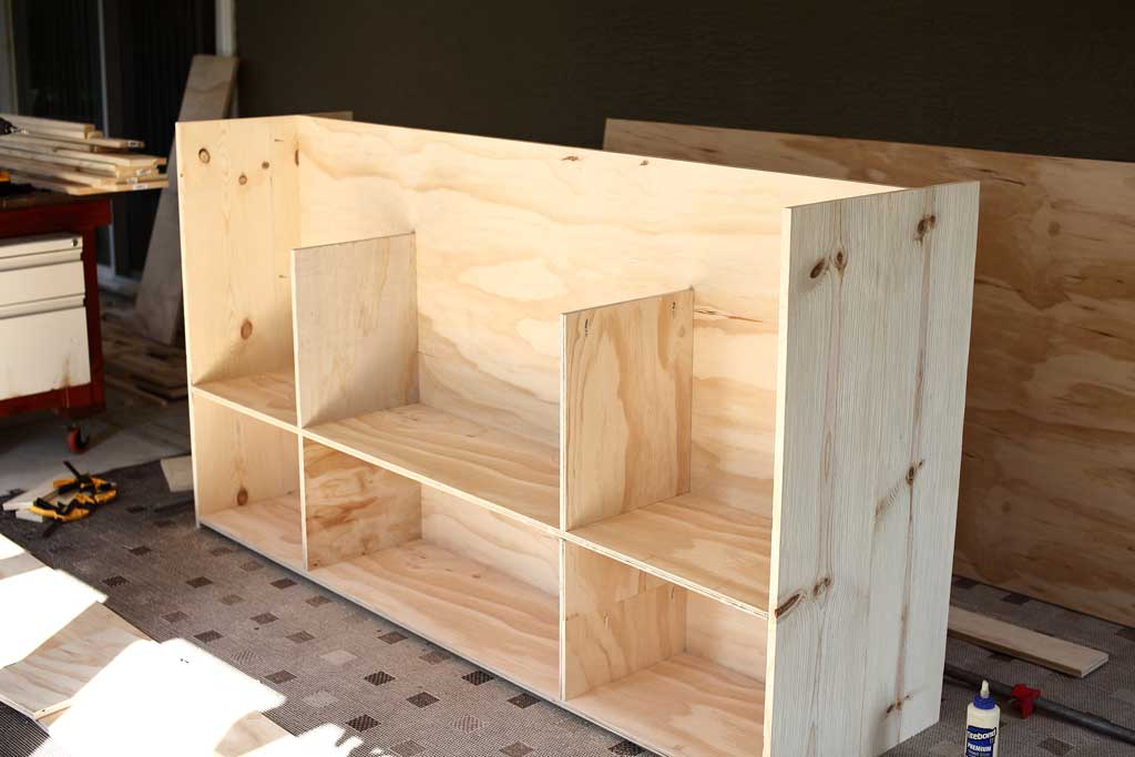 attaching middle shelf for media center