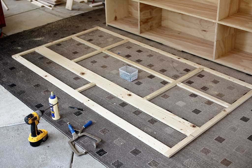 building a face frame for DIY Farmhouse Media Console with TV Lift