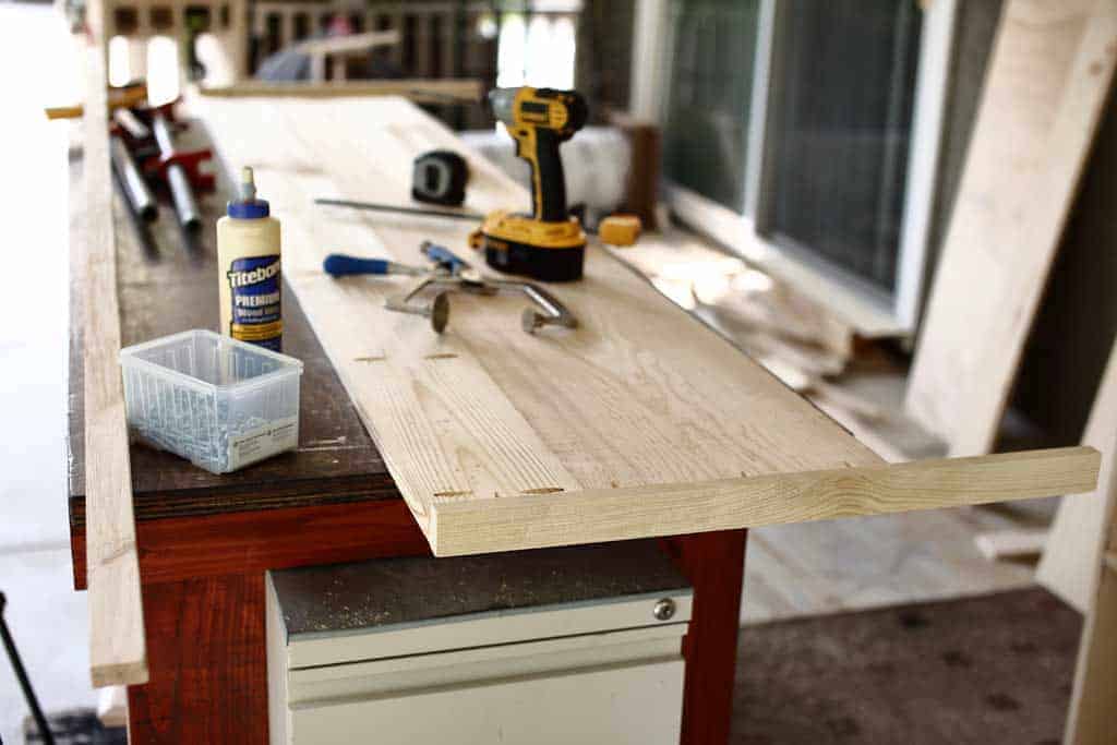 building a top lid for DIY Farmhouse Media Console with TV Lift