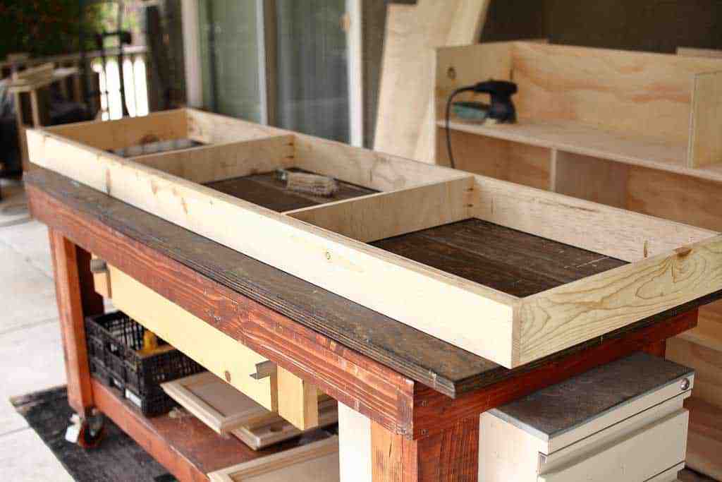 building base for the DIY Farmhouse Media Console with TV Lift