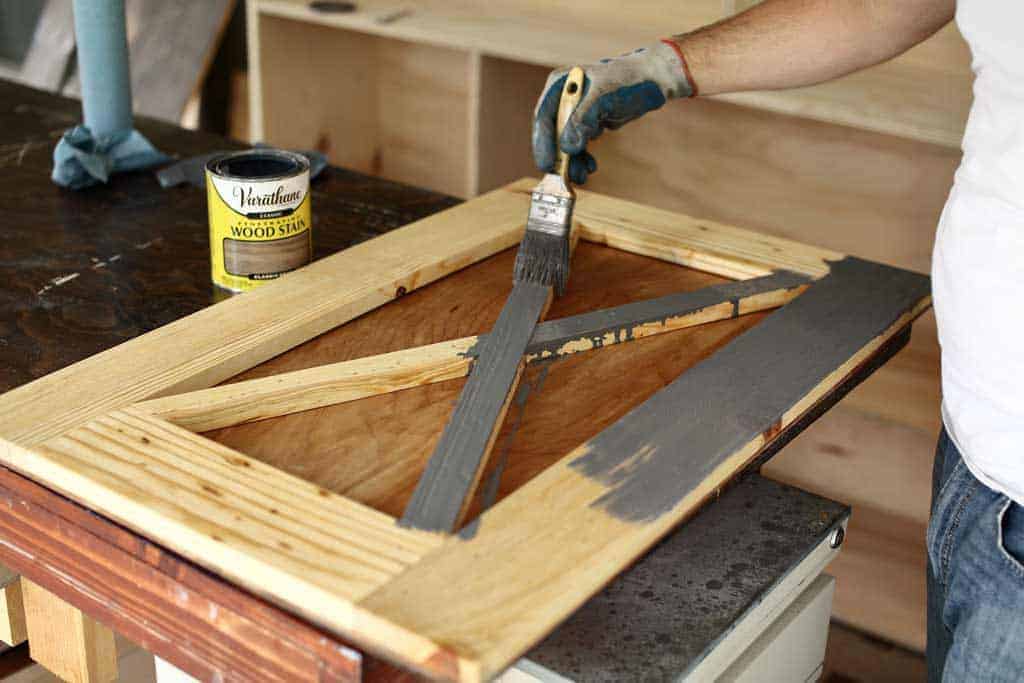 staining farmhouse barn doors