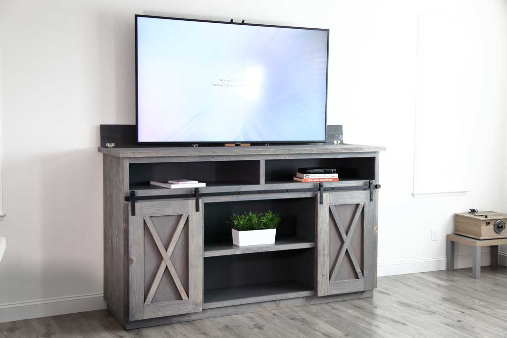 DIY Farmhouse Media Console with TV Lift