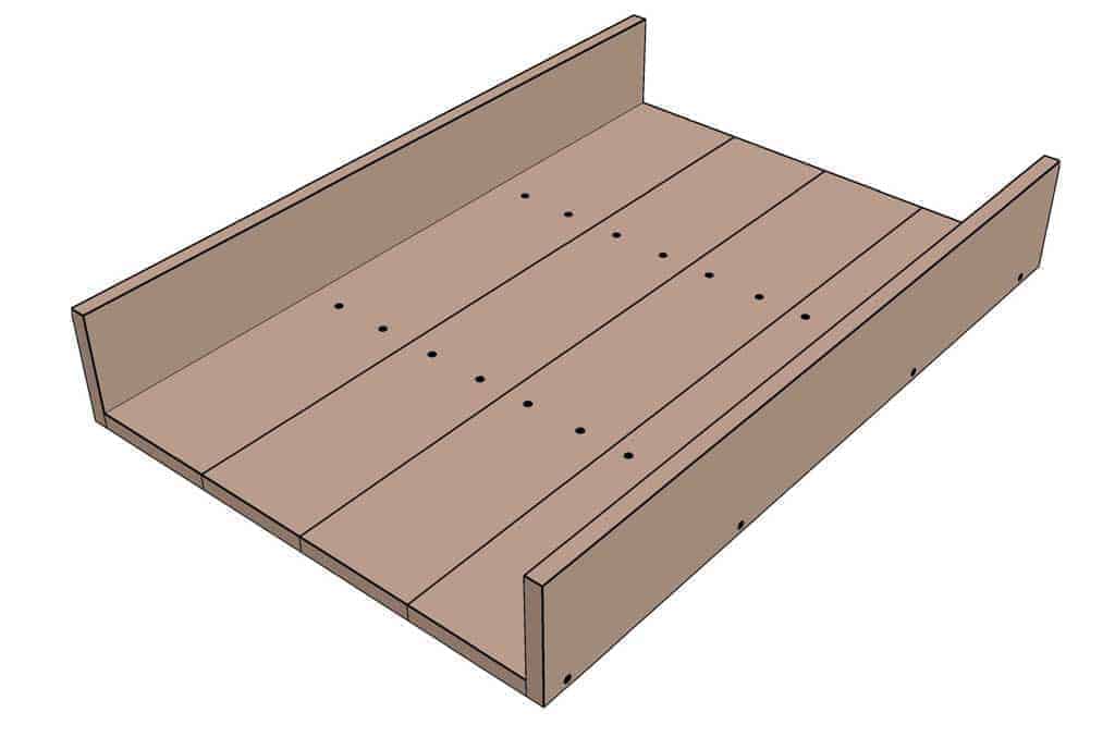 attaching side boards for the DIY Sandbox table