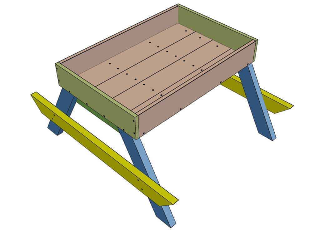 attaching legs to the sand box