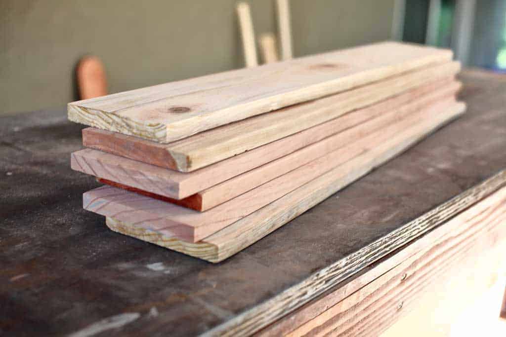 redwood boards for DIY Sandbox Table