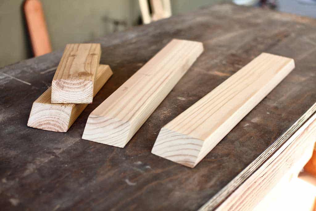 board cut at 45-degrees for the sandbox