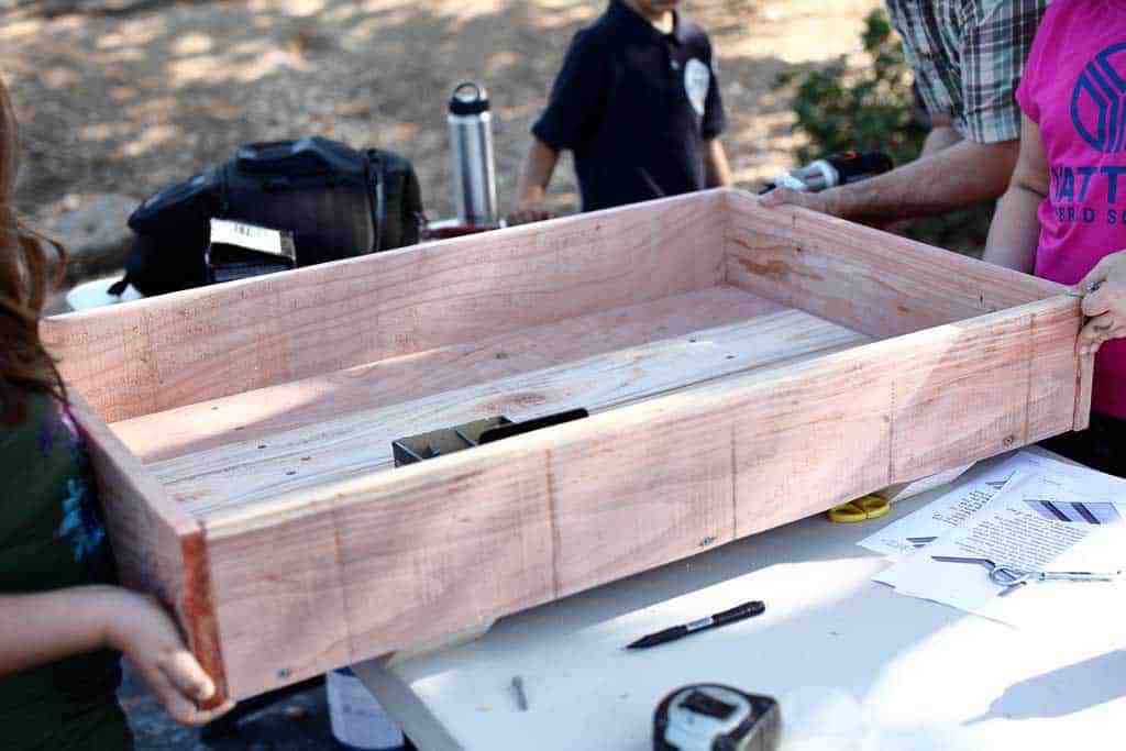 attaching end boards for the sandbox
