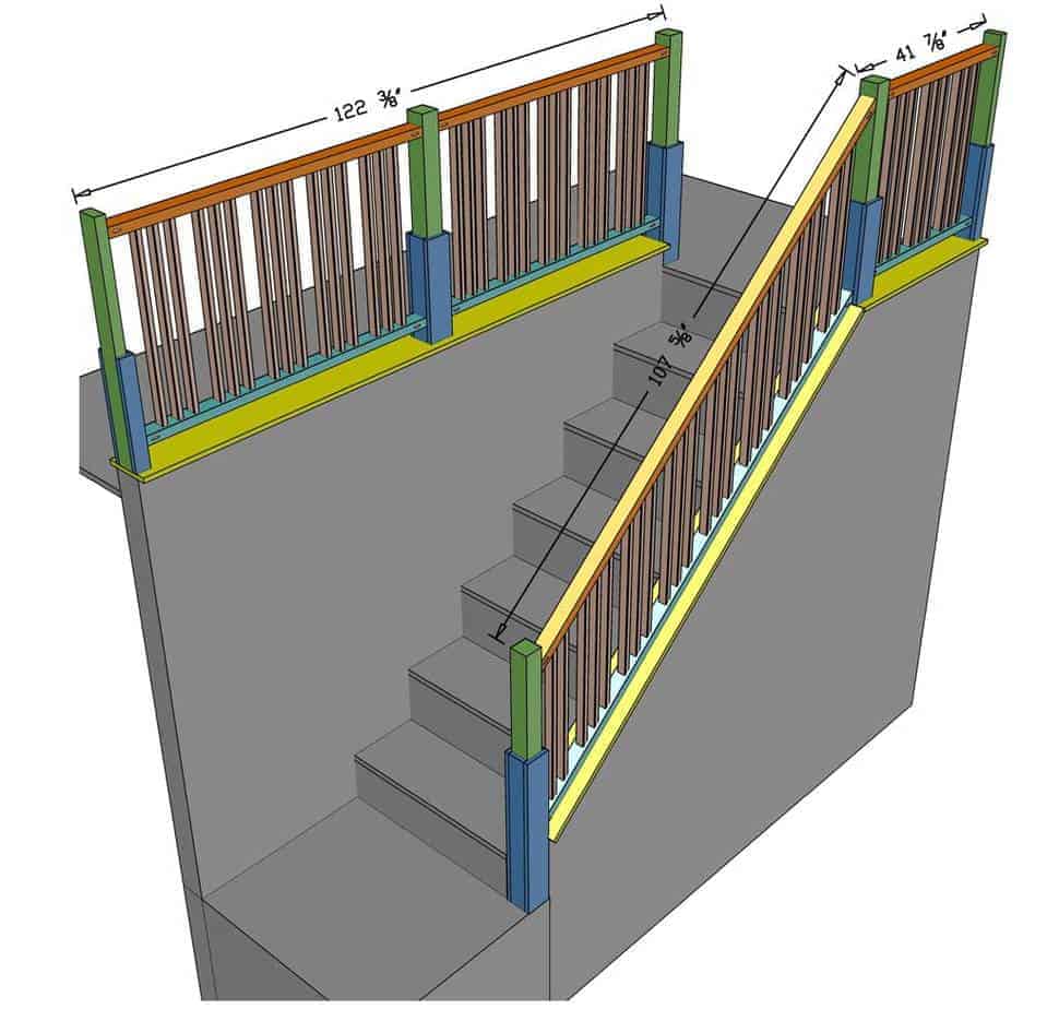 dimensions for diy staircase railing