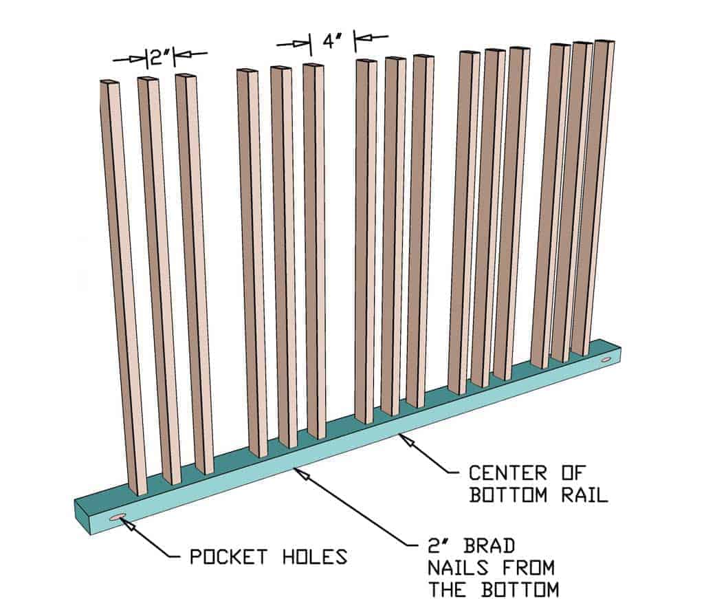 attaching balusters to the bottom rails