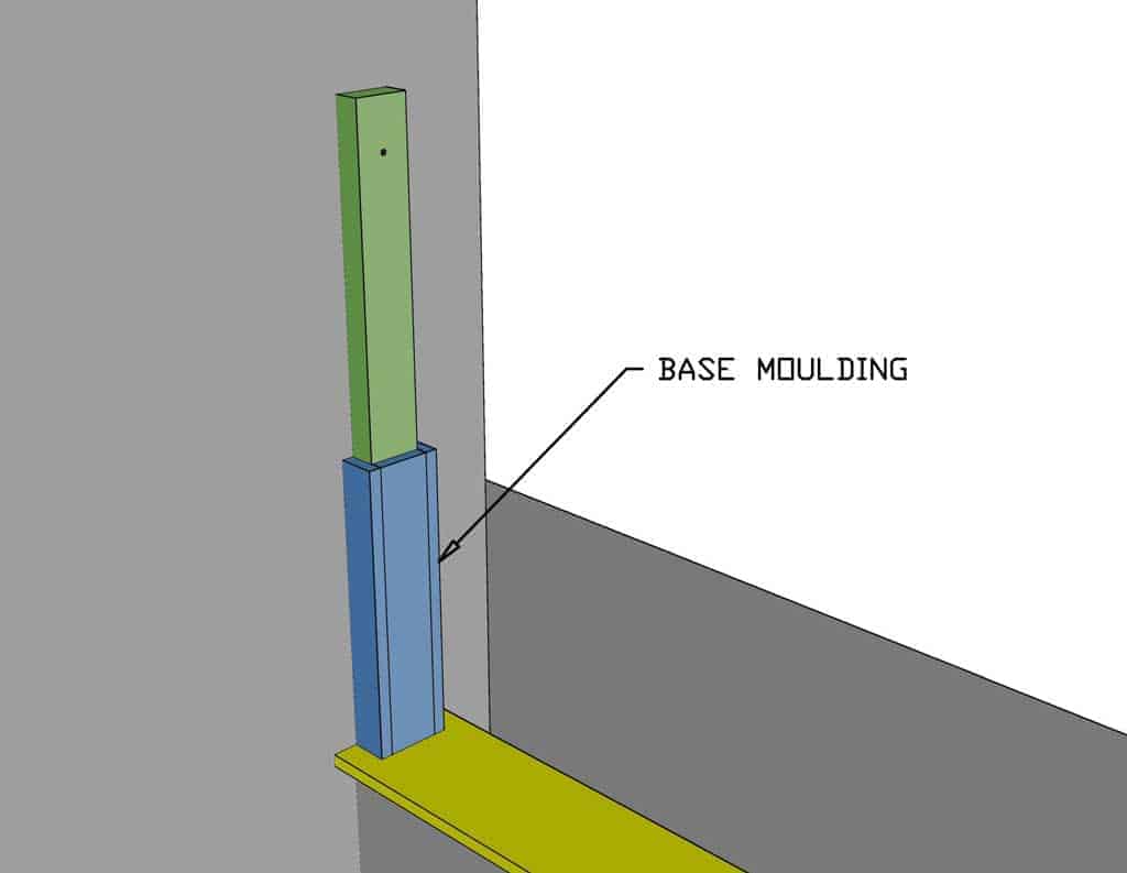 attaching base moulding to the post