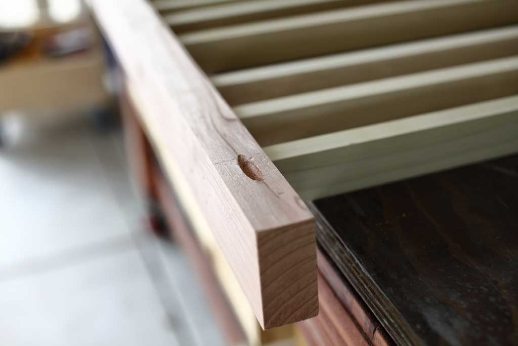 pocket holes in the bottom rails