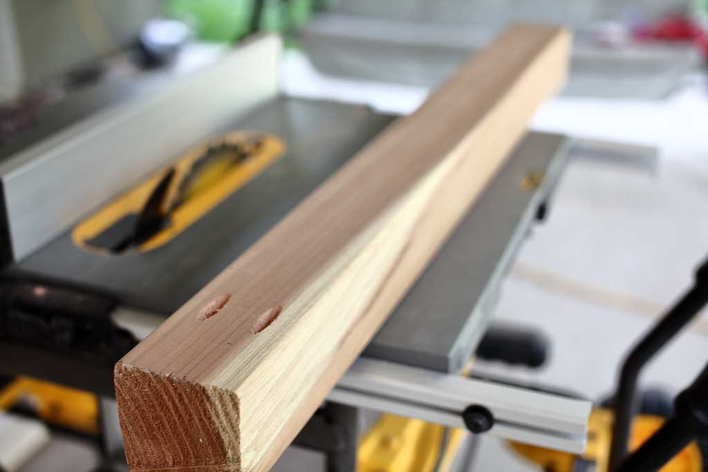 pocket holes drilled in the posts