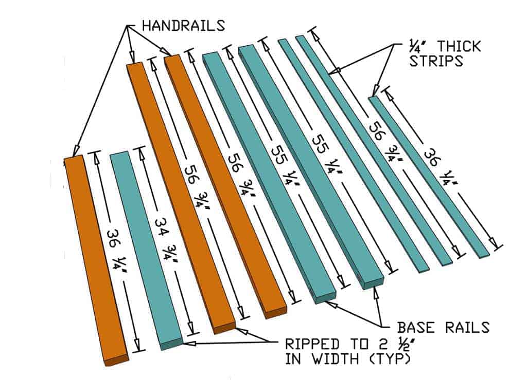 cutting upper and lower rails for diy staircase railing